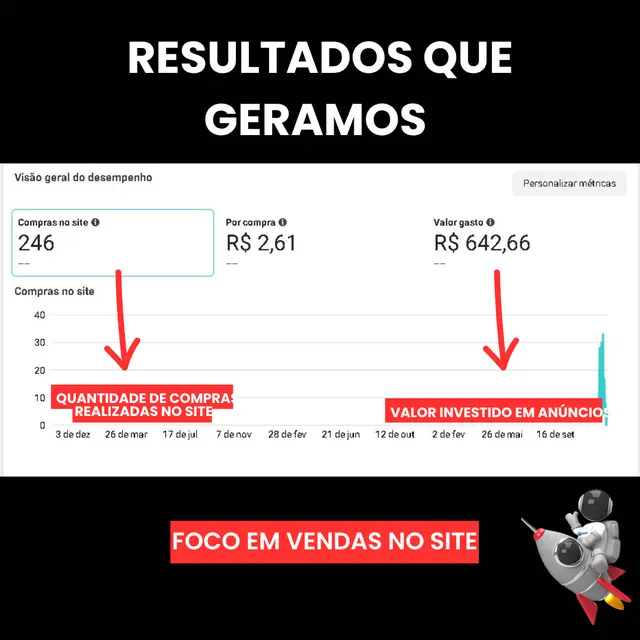 Painel Meta: 246 compras no site a R$ 2,61 por compra, R$ 642,66 investidos